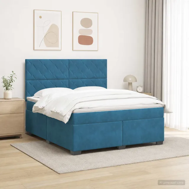 vidaXL Boxspringbed met matras Blauw 160 x 200 cm Fluweel