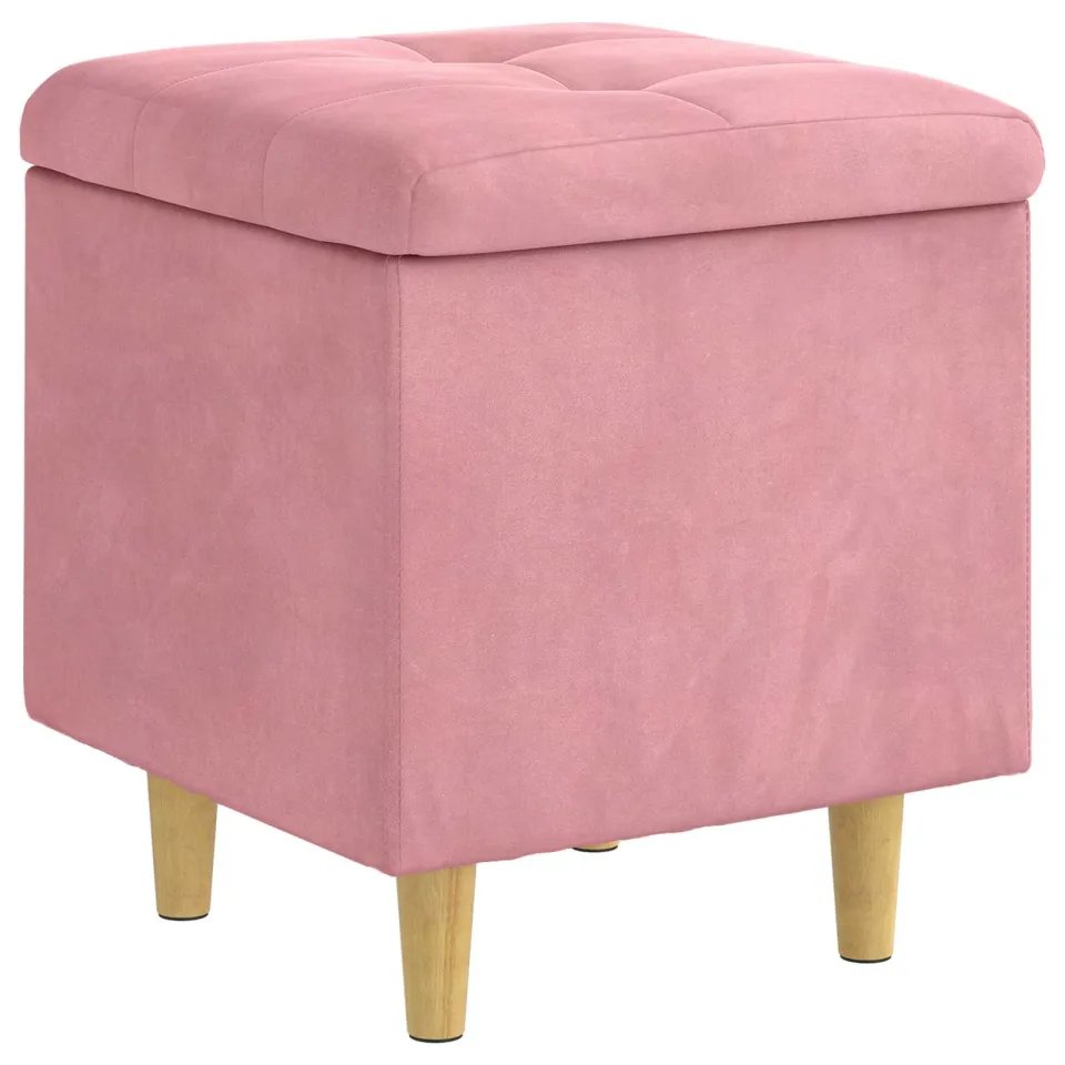 vidaXL Ottoman met Opbergruimte Roze 40 x 40 x 45 cm Fluweel, foto 3