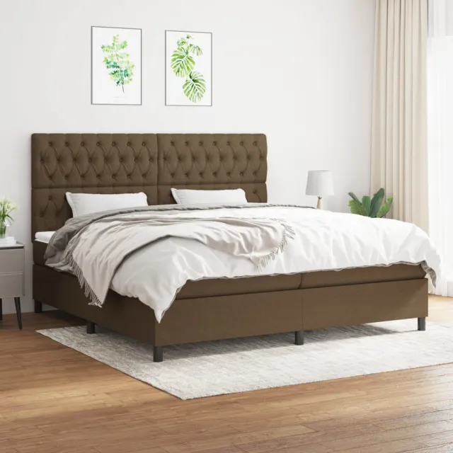 vidaXL Boxspring met matras stof donkerbruin 200x200 cm bruin
