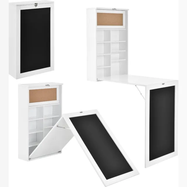 en.casa Klaptafel eettafel voor wandmontage met krijtbord wit