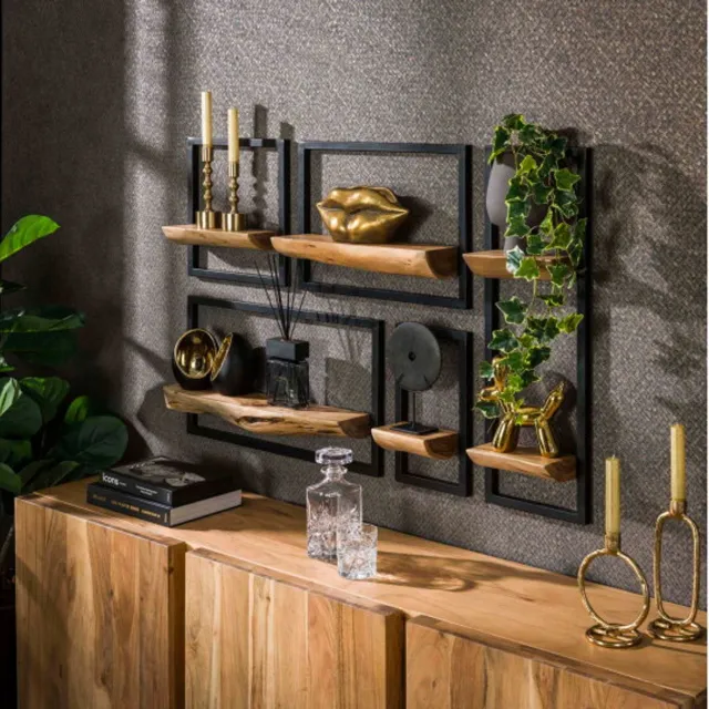 Meubelplaats Wandschap set/5 edge - Massief acacia naturel
