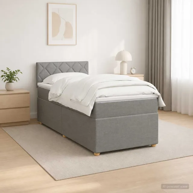 vidaXL Boxspringbed met matras Lichtgrijs 90 x 200 cm Stof