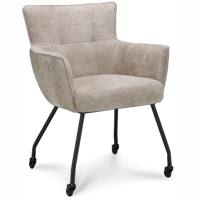 Icon Living Armstoel Nora on Wheel - Stof Movie Desert - Leg Black Creme