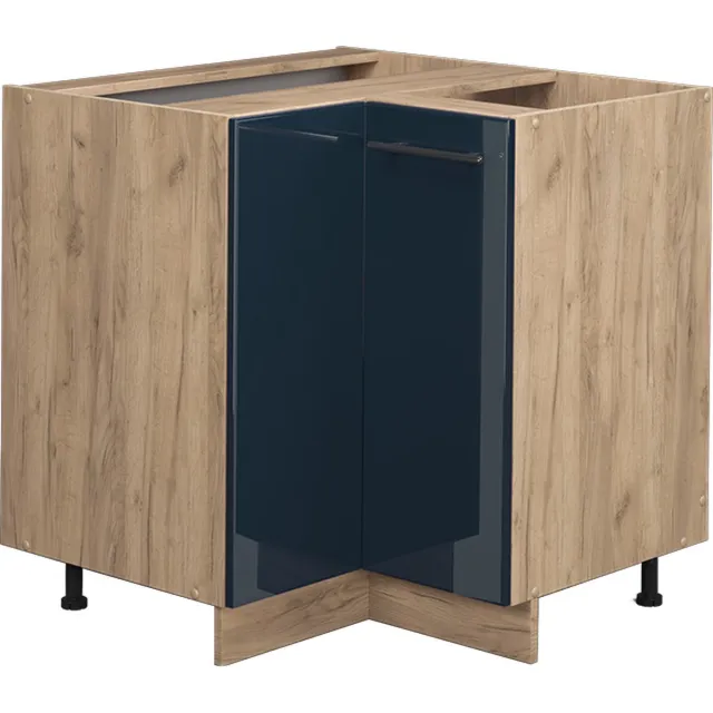 Vicco Fame-Line Keukenkasten – 80.5 cm zonder werkblad Donkerblauw hoogglans Donkerblauw hoogglans/Goudkleurig Eiken