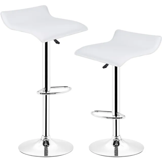 PIPIPOXER Set van 2 barkrukken, met rugleuning, draaistoel, chromen loungestoel,Wit