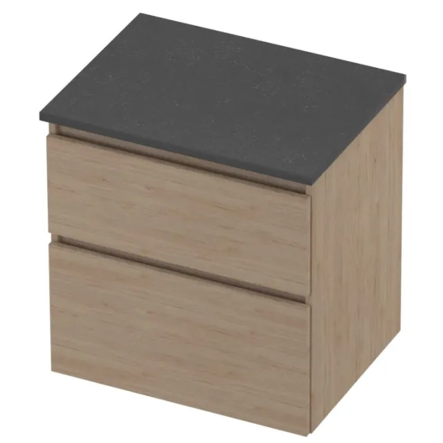Proline Deck Badmeubelset Hardsteen Asymmetrisch 60x46x55 cm Blue Stone Ideal Oak Eiken