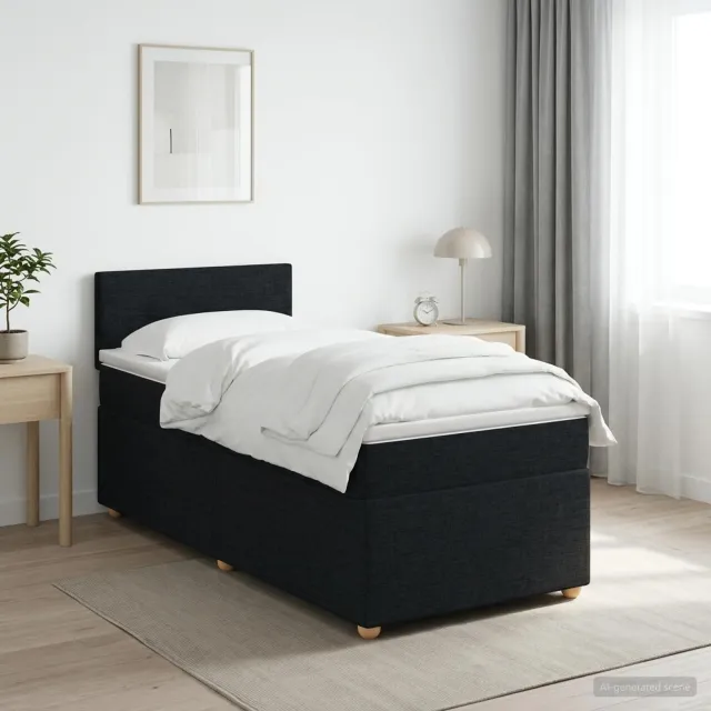 vidaXL Boxspringbed met matras met hoofdeinde Zwart 80 x 200 cm Stof