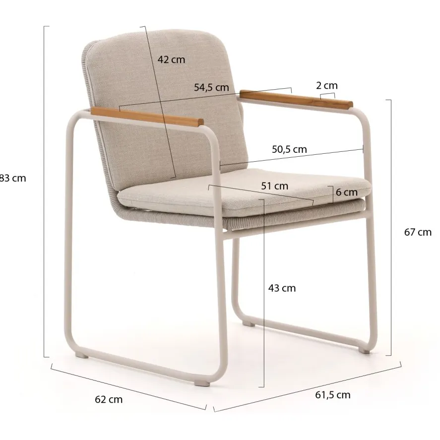 Manifesto Furniture Bellagio Sordio/La Fonte ø 150cm dining tuinset 6-delig stapelbaar Taupe