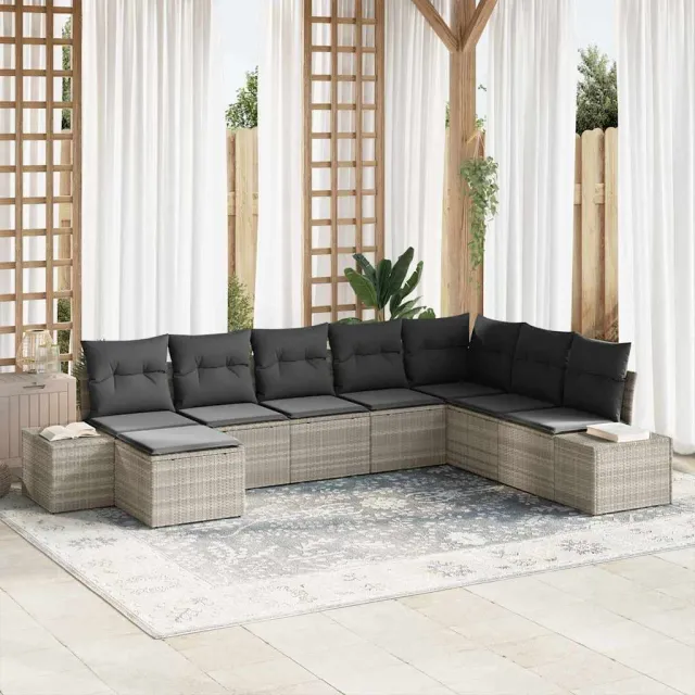 vidaXL Tuin Sofa Set 8 st Lichtgrijs poly rattan