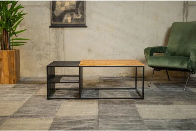 Meubelplaats Salontafel Magazine Mangohout | 60x110 cm Zwart Bruin