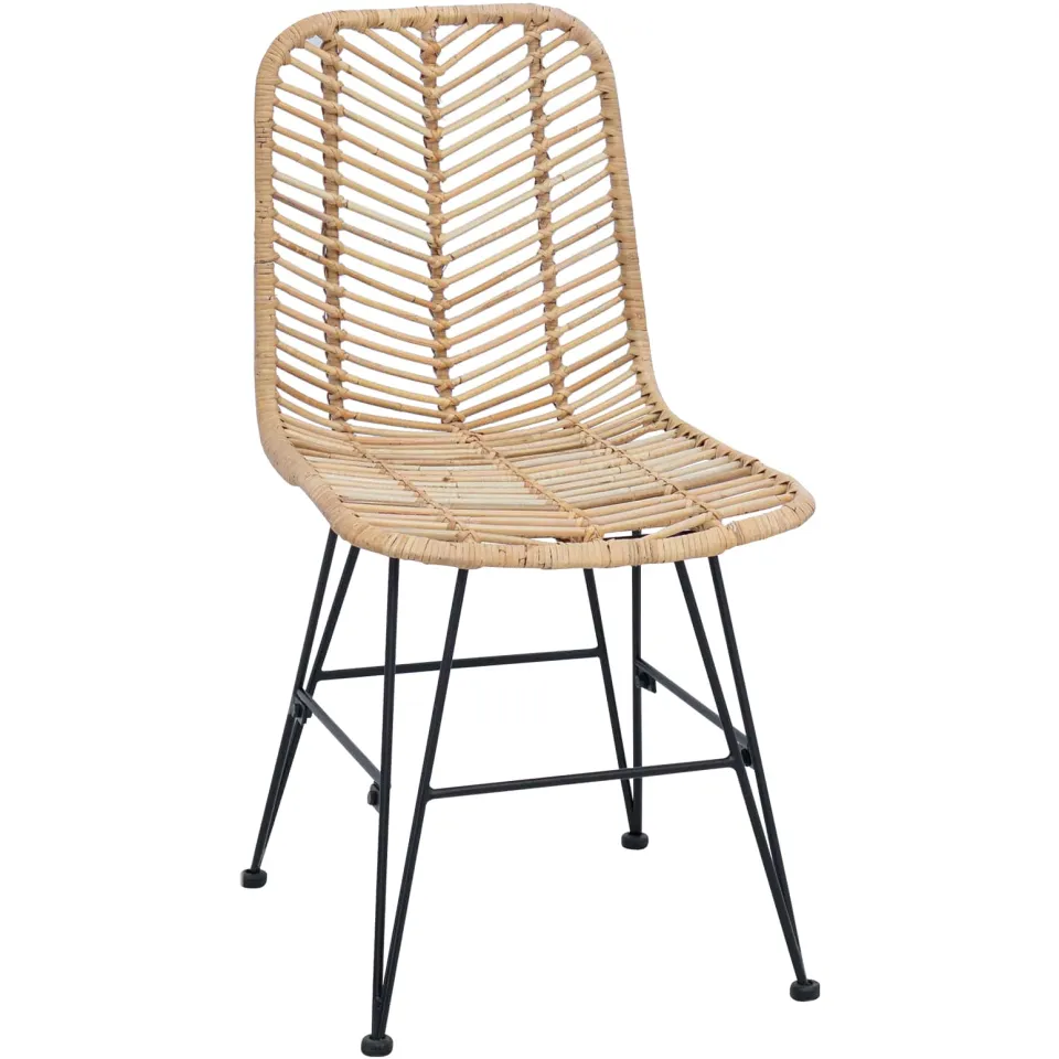 vidaXL Eetkamerstoel 2 st Riet en IJzer Naturel 44 x 54.5 x 85 cm, foto 4
