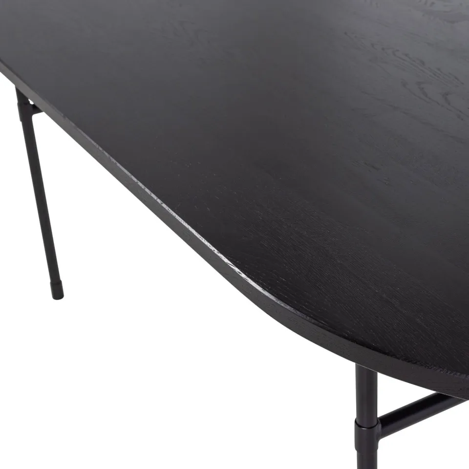 WOOOD Arthur Eettafel Ovaal Met H-Poot - Eikenhout - Zwart - 75x220x90, foto 5