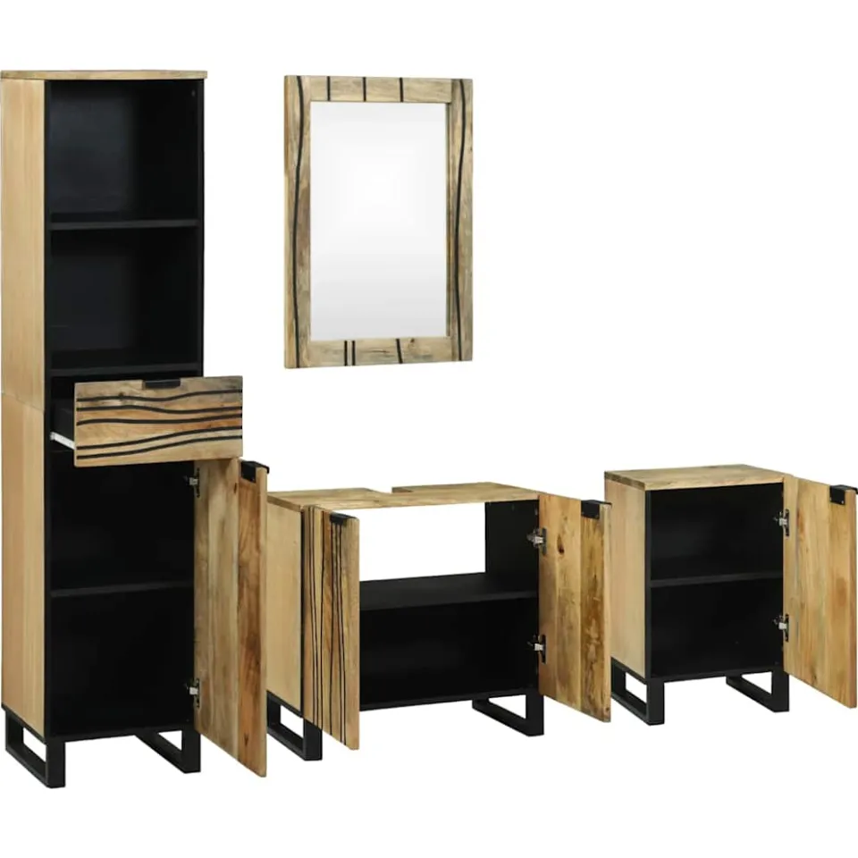 vidaXL Badkamermeubelset 4 st Naturel 38 x 33 x 160 cm Bewerkt hout, foto 2