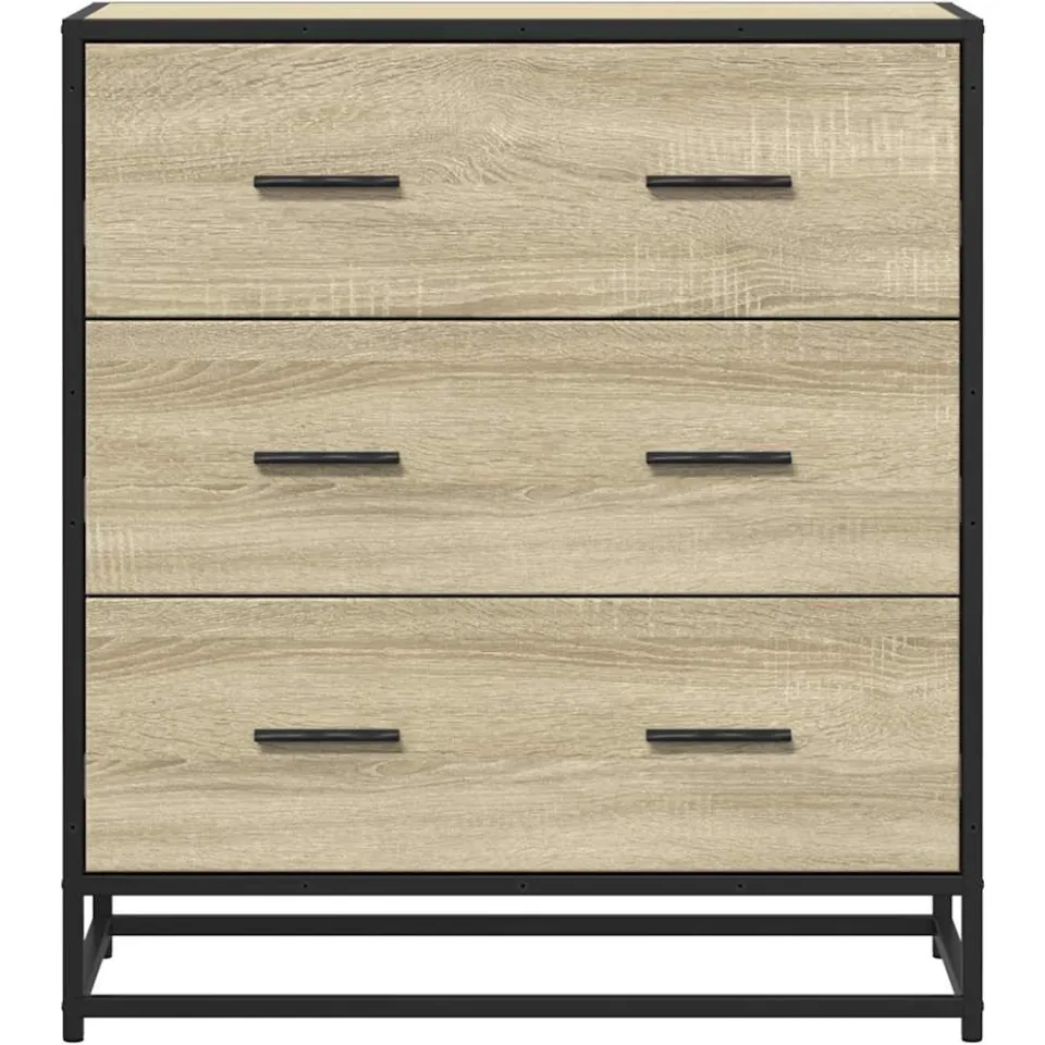 vidaXL Dressoir 68x35x76 cm bewerkt hout en metaal sonoma eikenkleur, foto 4
