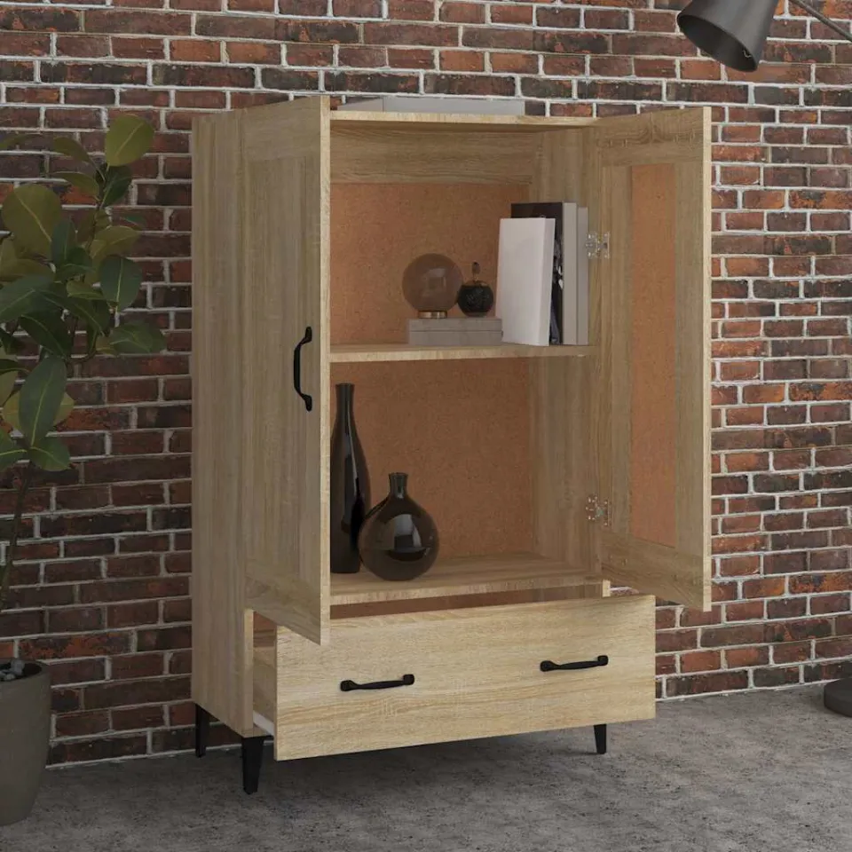 vidaXL Hoge kast 70x31x115 cm bewerkt hout sonoma eikenkleurig, foto 3
