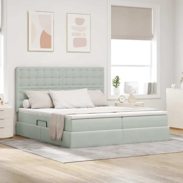 vidaXL Opslag bed Lichtgrijs 180 x 200 cm Fluweel
