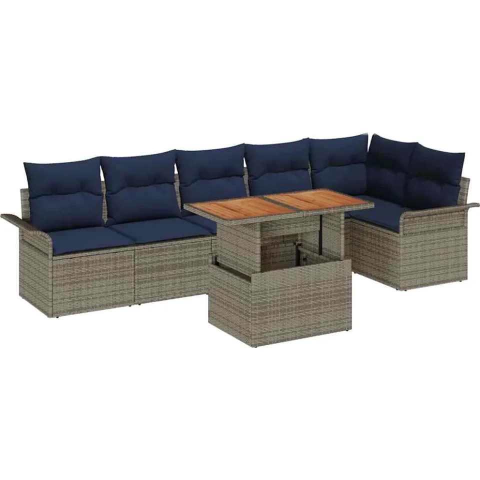vidaXL Tuin Sofa Set 7 st Grijs Poly riet