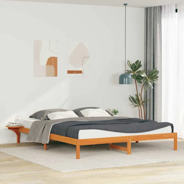 vidaXL Bedframe met Zijtafels Wasbruin 200 x 220 cm Massief grenenhout