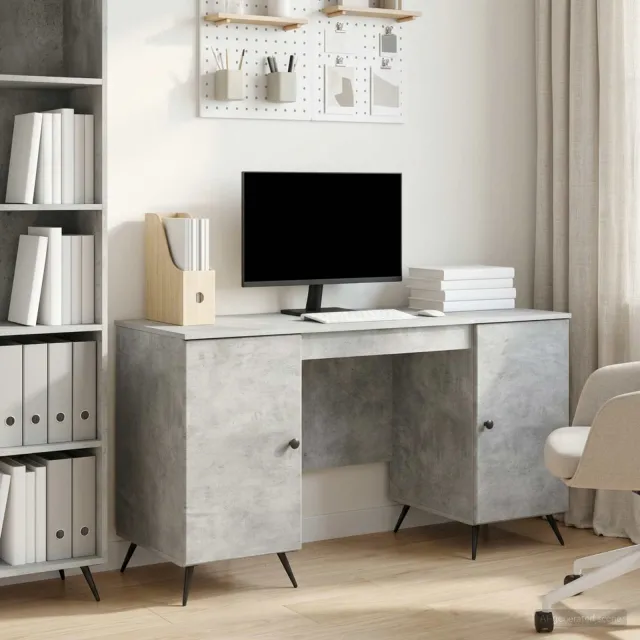 vidaXL Bureau Betongrijs 142,5 x 50 x 75 cm Bewerkt hout