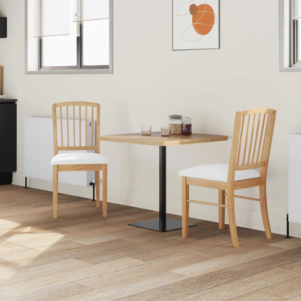 vidaXL Eettafelstoelen 2 st Massief Rubberhout Naturel, foto 3