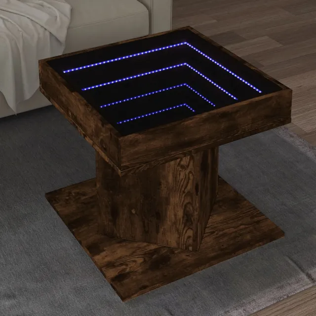 vidaXL Salontafel met LED 50x50x45 cm bewerkt hout gerookt eikenkleur Bruin