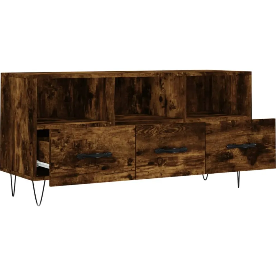 vidaXL Tv-meubel 102x36x50 cm bewerkt hout gerookt eikenkleurig, foto 4