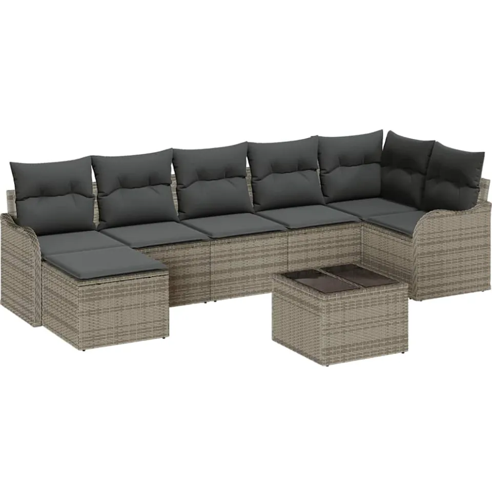 vidaXL Tuin Sofa Set 8 st Grijs poly rattan, foto 4