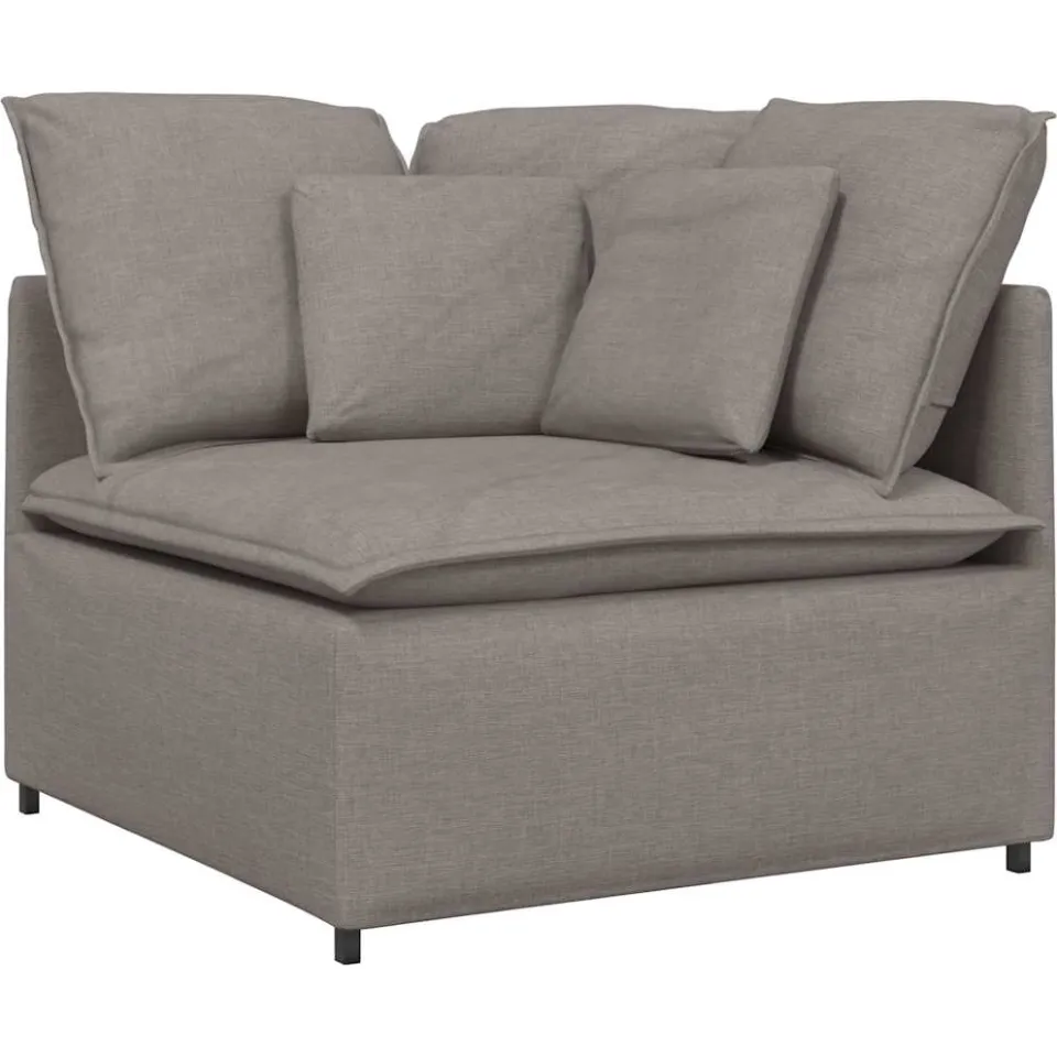 vidaXL Modulaire bank met voetenbank en kussens stof taupe, foto 2