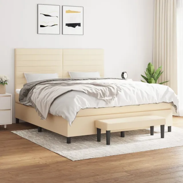 vidaXL Boxspring met matras stof crèmekleurig 160x200 cm