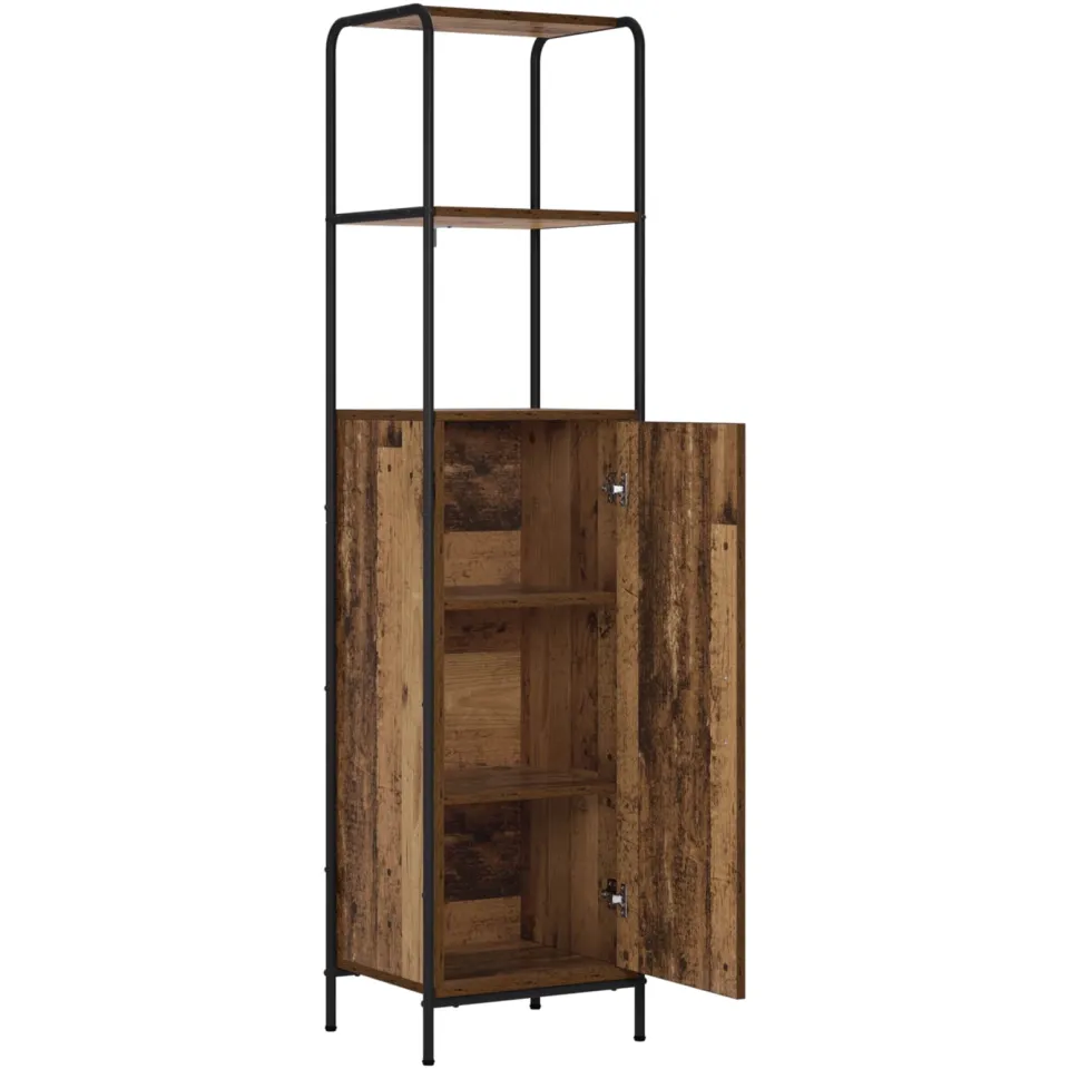 vidaXL Hoge kast Oud hout 40 x 33 x 161 cm Bewerkt hout Bruin
