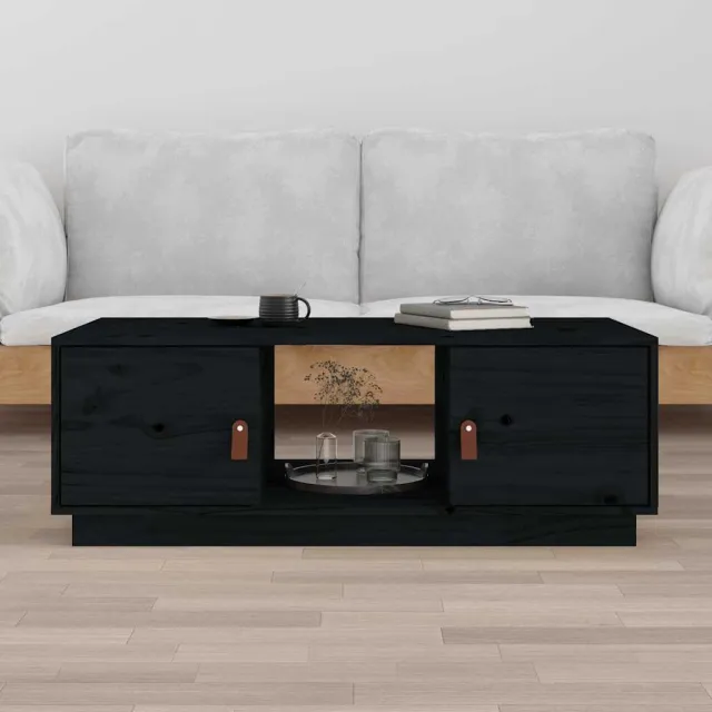 vidaXL Salontafel 100x50x35 cm massief grenenhout zwart, foto 2