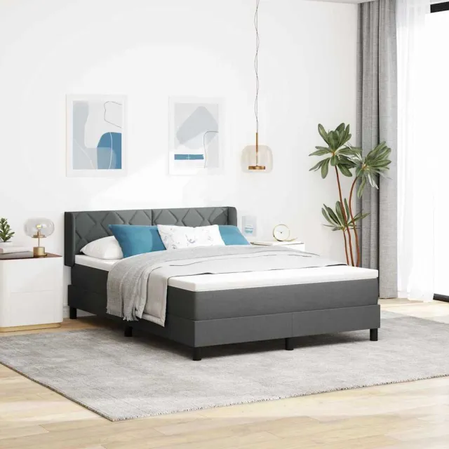 vidaXL Boxspringbed met hoofdeinde Donkergrijs 190 x 140 cm Stof