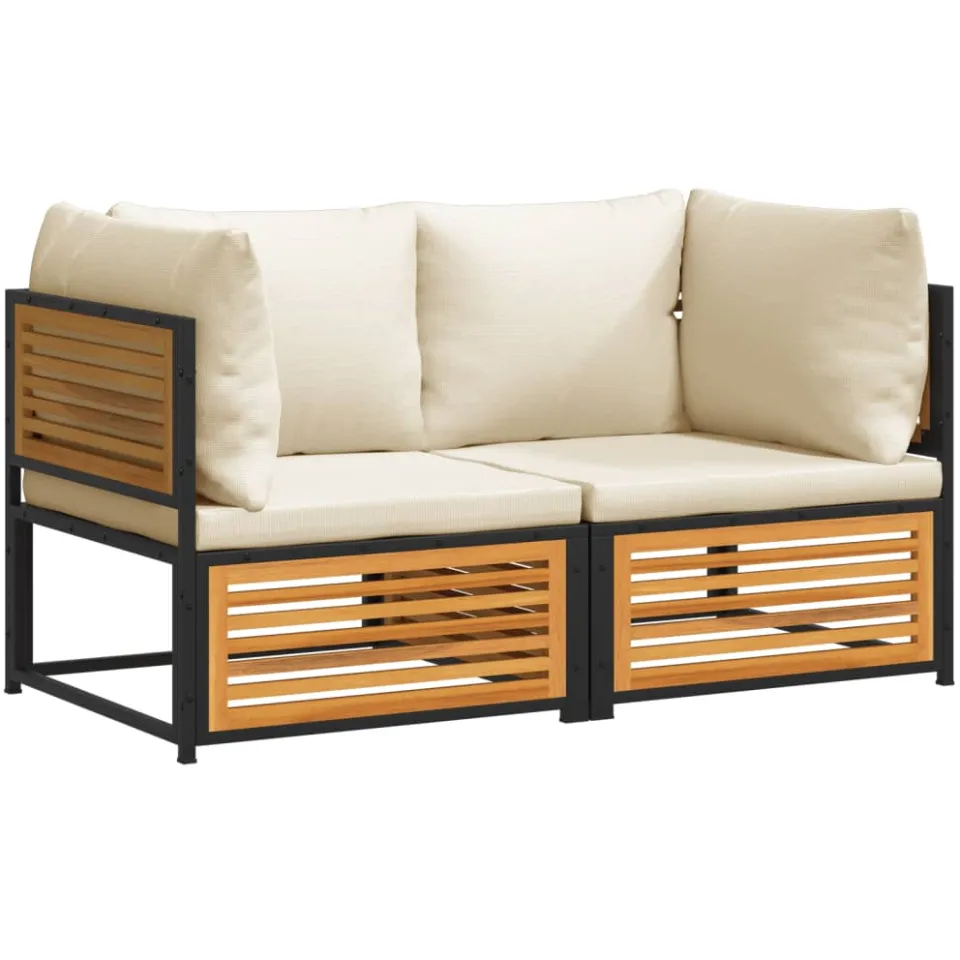 vidaXL 2-delige Loungeset met kussens massief acaciahout bruin, foto 3