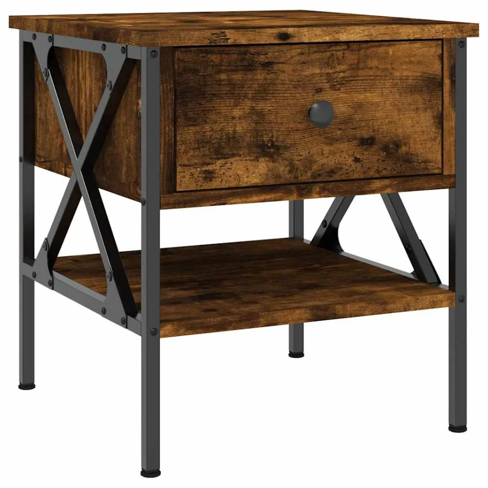 vidaXL Nachtkastjes 2 st 40x42x45 cm bewerkt hout gerookt eikenkleurig Bruin