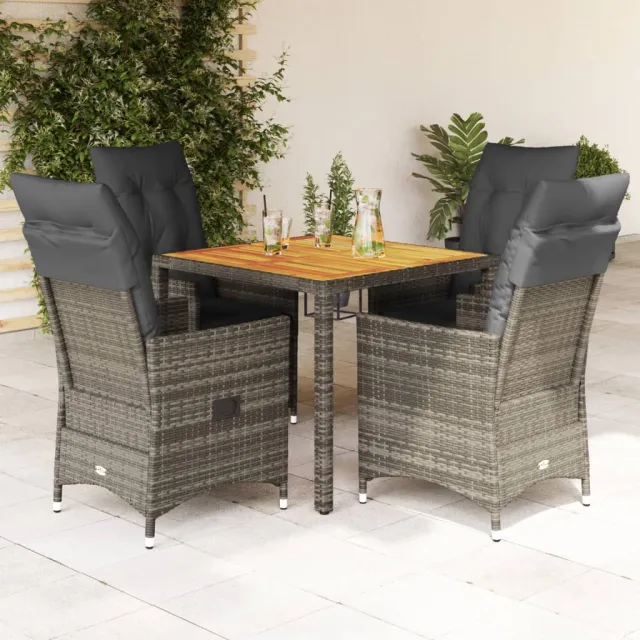 vidaXL 5-delige Tuinset met kussens poly rattan grijs, foto 2