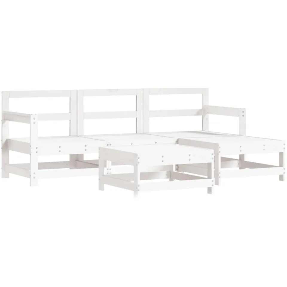 vidaXL 5-delige Loungeset massief grenenhout wit