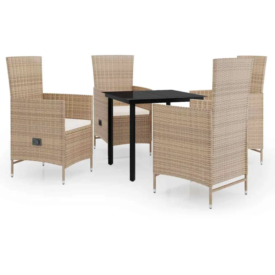 vidaXL 5-delige Tuinset met kussens beige, foto 3