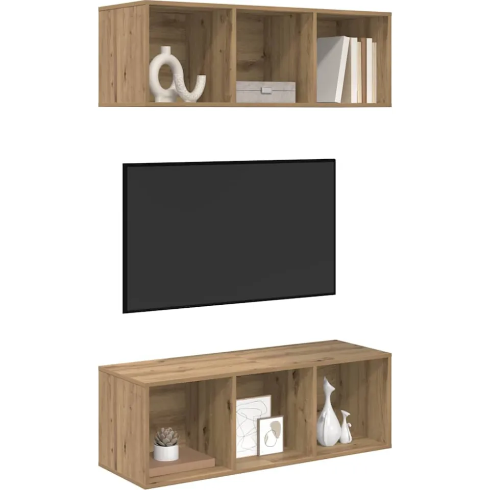 vidaXL Tv-meubelset 2 st 37 x 37 x 107 cm Artisan Eiken Bruin