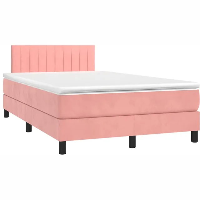 vidaXL Boxspring met matras en LED fluweel roze 120x190 cm
