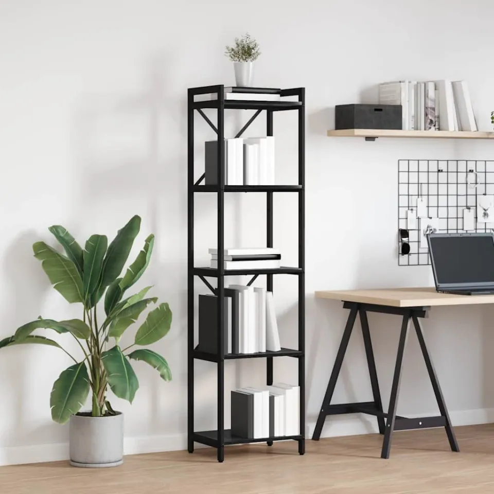 vidaXL Boekenkast 40 x 30 x 155 cm Bewerkt hout Zwart Eiken, foto 3