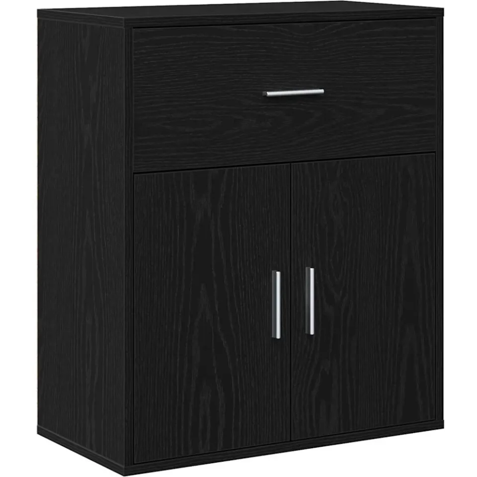 vidaXL Dressoir Zwart Eiken 60 x 31 x 70 cm Bewerkt hout, foto 3