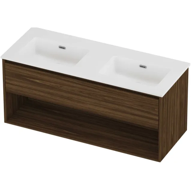 Proline Tribute Badmeubelset Porselein Elegant Met Schap 120x46x54 cm Mat White Cabana Oak Eiken