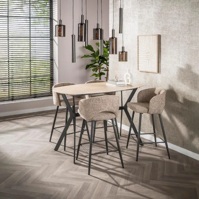 Nest of Nora Hoge Bartafel Nino - Deens ovaal 140cm - Keramiek travertin Lichtbruin