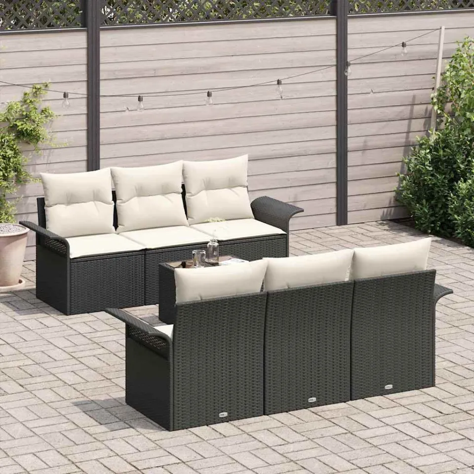 vidaXL Tuin Sofa Set 7 st Zwart poly rattan, foto 3