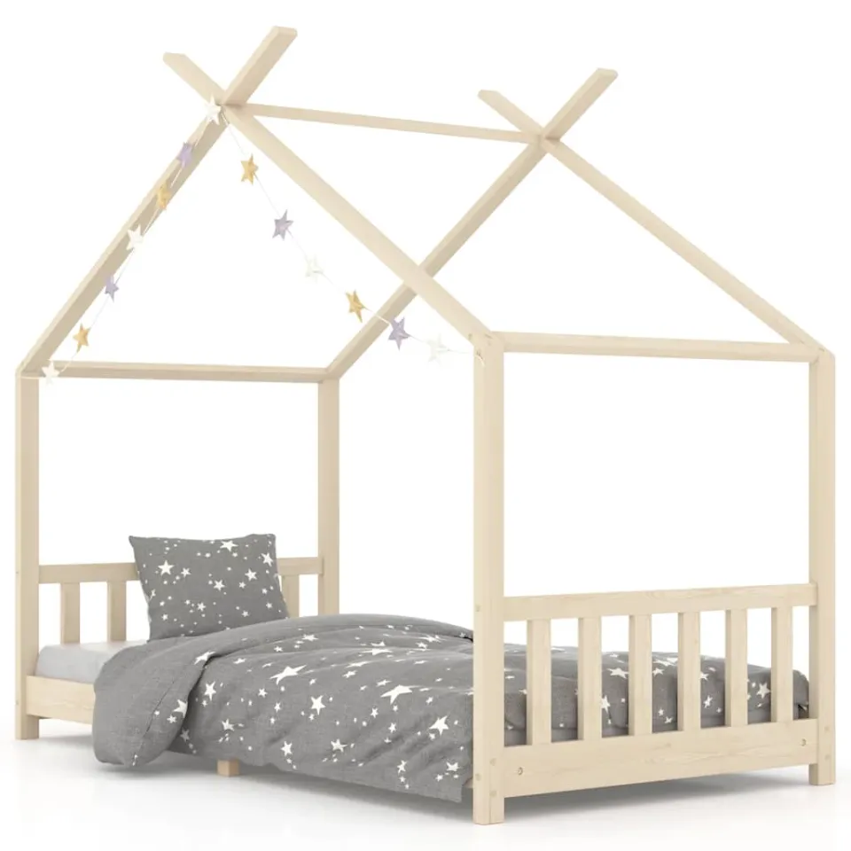 vidaXL Kinderbedframe massief grenenhout 90x200 cm bruin, foto 3
