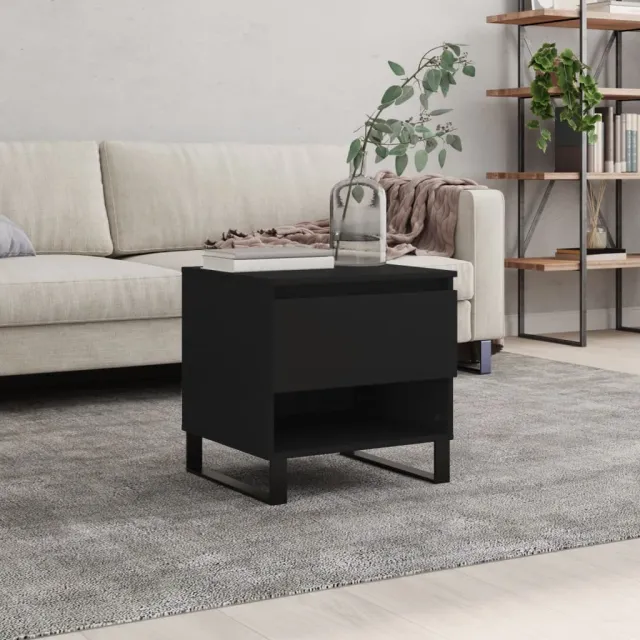 vidaXL Salontafel 50x46x50 cm bewerkt hout zwart, foto 2