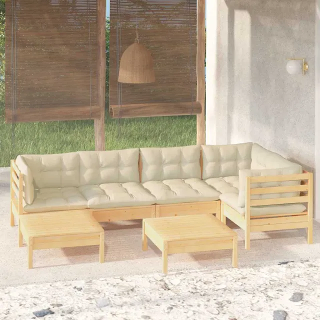 vidaXL 7-delige Loungeset met crèmekleurige kussens massief grenenhout, foto 2