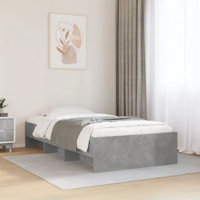 vidaXL Bedframe bewerkt hout betongrijs 75x190 cm grijs
