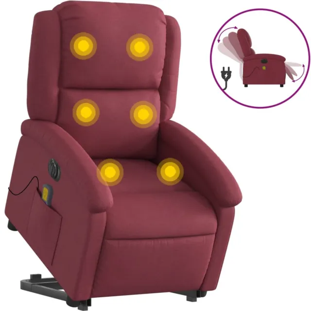vidaXL Sta-op-massagestoel - elektrisch - verstelbaar - stof - wijnrood
