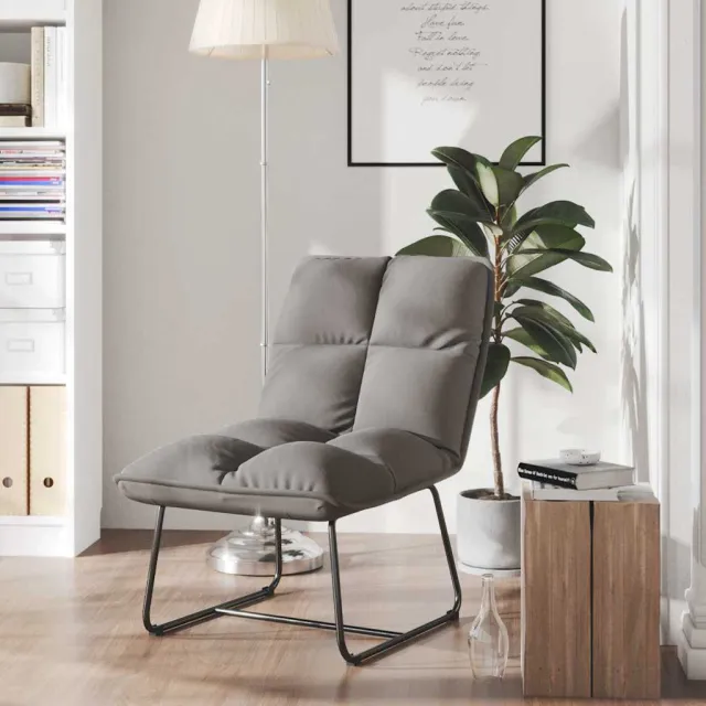 vidaXL Loungestoel met metalen frame fluweel lichtgrijs grijs